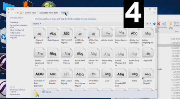 all of the fonts available in the PC