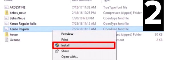 drop down menu Click Install