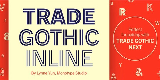 Thread Gothif Trade Gothic Inline Font - Fontspace.io